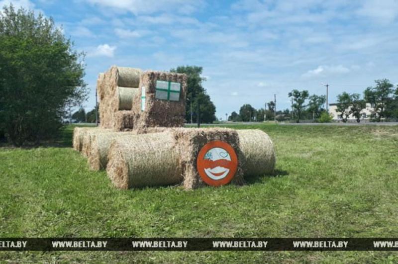 Фотофакт: В Слуцком районе сделали трактор и комбайн из соломы
